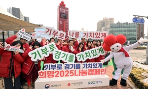 [포토] 경기사랑의 온도탑 100도 달성 응원 퍼포먼스