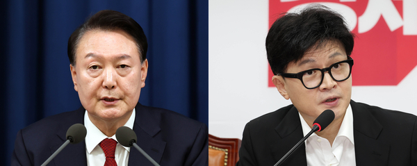 한동훈 국민의힘 대표가 탄핵 찬성으로 급선회 한 것과 관련, 윤석열 대통령과 한 대표가 6일 오후 서울 용산 한남동 관저에서 면담한 것 알려졌다. /연합뉴스