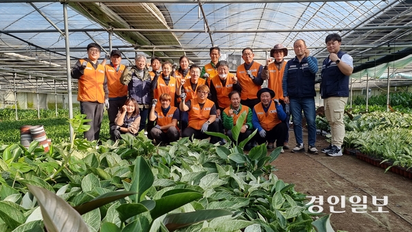 연천군자원봉사센터는 지난 9일 용인시 남사읍 소재 폭설 피해 화훼농가에서 복구활동을 실시했다.2024.12.9 /연천군 제공