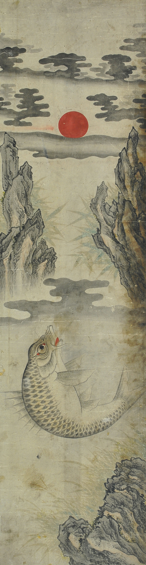 약리도(躍鯉圖), 조선, 지본수묵, 115×31㎝. /경기도미술관 제공