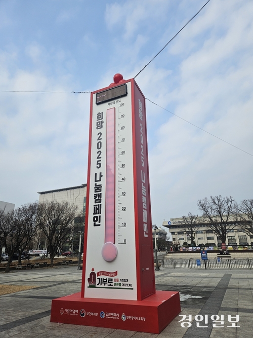 16일 인천사회복지공동모금회 희망2025캠페인 사랑의 온도탑이 100℃를 달성했다. /인천사회복지공동모금회 제공