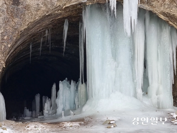 연천군 신서면 대광리 경원선폐터널 입구가 석회동굴 종유석처럼 자태를 뽐내고 있다. 연천/오연근기자 oyk@kyeongin.com