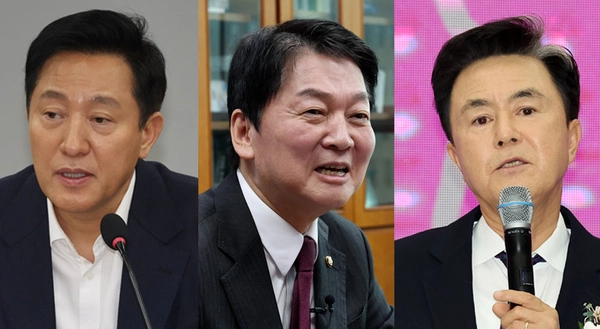 유정복 인천시장의 지방분권 개헌론에 오세훈 서울시장과 안철수 의원, 김태흠 충남지사도 가세했다. (사진 왼쪽부터) /연합뉴스·경인일보DB
