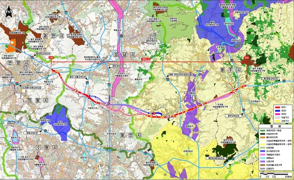국토교통부의 ‘제2영동연결(의왕~광주) 고속도로 민간투자사업 전략환경영향평가서 초안’ 지역개황도./국토교통부 제공