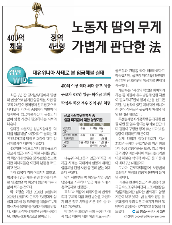 경인일보 2025년 2월 24일자 1면.