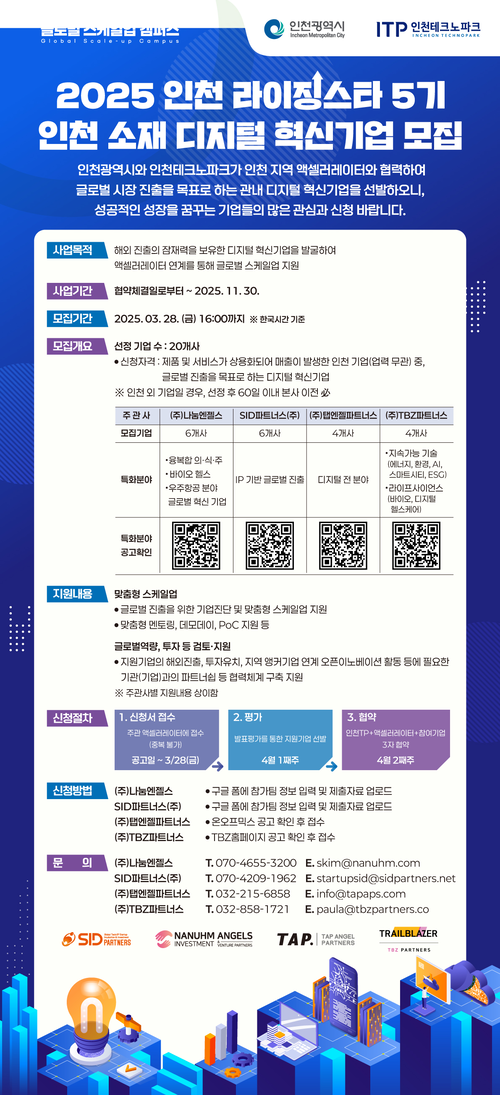 2025 인천 라이징 스타 5기 포스터. /인천테크노파크 제공