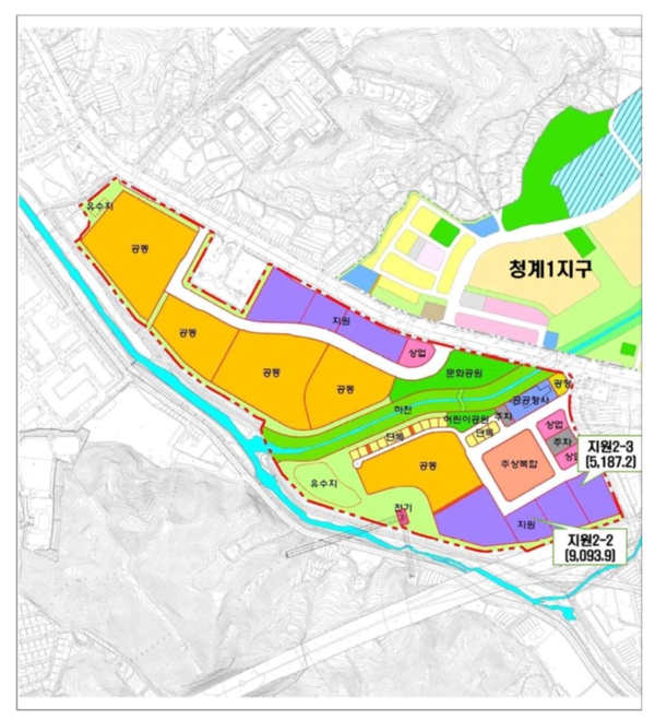 의왕 청계2 공공주택지구 도시지원시설용지 토지이용계획도. /의왕시 제공