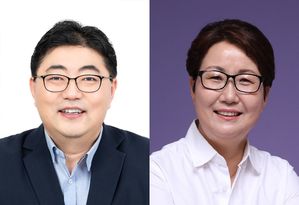 더불어민주당 성남6 김진명 경기도의원 당선자, 군포4 성복임 당선자.