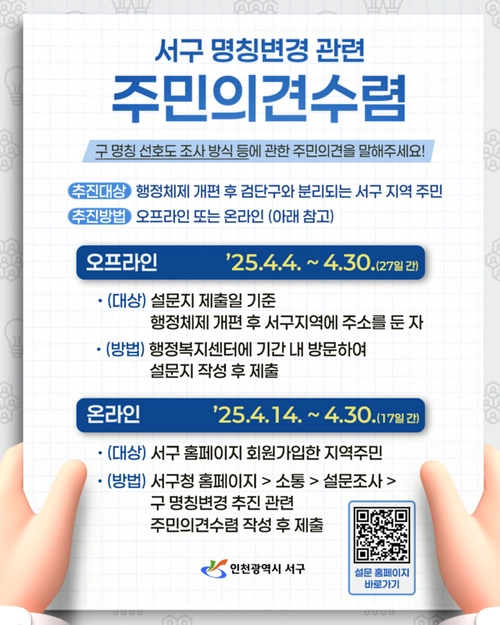 인천 서구 온라인 주민 의견 수렴 홍보문 /인천 서구 제공