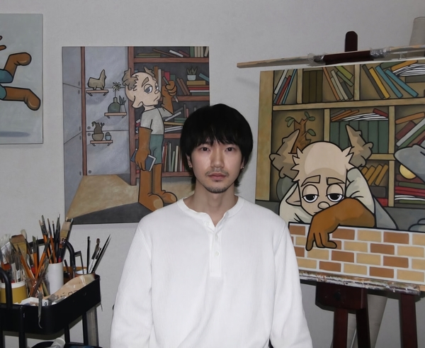 호키 작가와 그의 작품들. /갤러리율 제공
