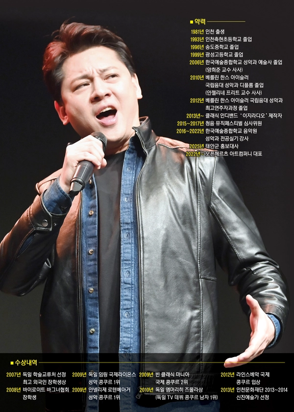 성악가 안갑성이 지난 2일 인천시 공공 소극장 문학시어터에서 노래를 부르고 있다. 2025.4.2 /김용국기자 yong@kyeongin.com