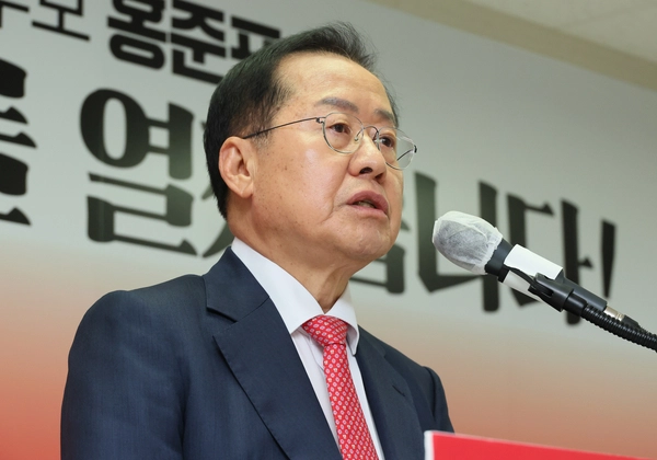 국민의힘 홍준표 대선 경선 후보가 18일 서울 여의도 선거캠프에서 사회·교육·문화 분야 공약을 발표하고 있다. 2025.4.18 /연합뉴스