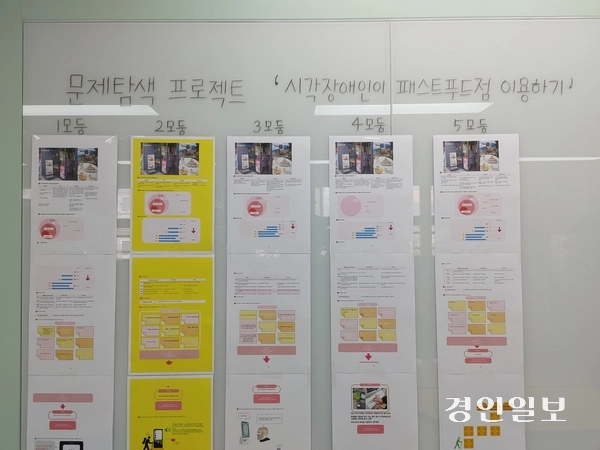 결마루미래학교 학생들이 진행한 프로젝트 내용이 복도 벽에 게시돼 있다. 2025.4.16 /정운기자 jw33@kyeongin.com
