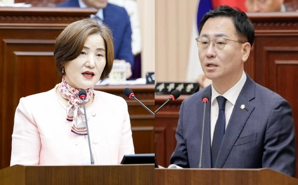 구리시의회 이경희(국, 사진 왼쪽)·김성태(민) 의원이 장애인 권익 증진을 위한 조례 발의를 약속했다. /구리시의회 제공