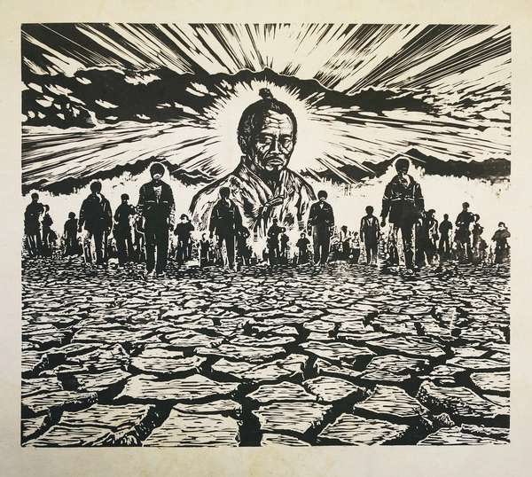 꽃다지 벗님께, 1988, 목판화, 70x80cm
