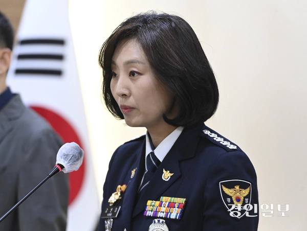 28일 오후 강은미 화성동탄경찰서장이 수원시 장안구 경기남부경찰청에서 지난 5월 12일 발생한 ‘동탄 납치 살인’ 사건 관련 입장을 발표하고 있다. 2025.5.28 /이지훈기자 jhlee@kyeongin.com