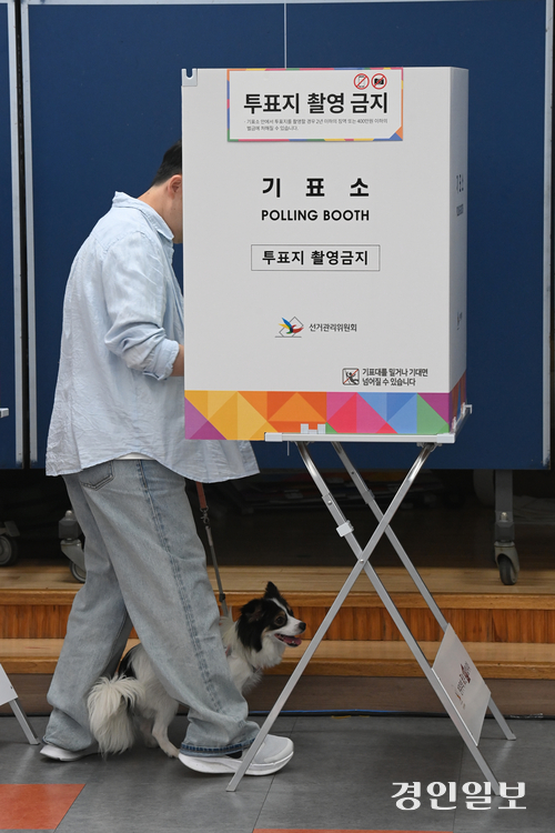 제21대 대통령선거 사전투표가 시작된 29일 오후 수원시 영통구 광교1동행정복지센터에 마련된 사전투표소에서 유권자들이 사전투표를 하고 있다. 2025.5.29 /최은성기자 ces7198@kyeongin.com