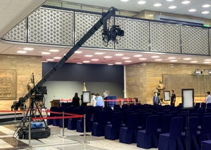 대통령 취임식 준비 한창인 국회 로텐더홀… 간소하게 치른다