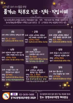 광명교육지원청, 학부모 대상 진로진학직업 설계 연수 시리즈 운영