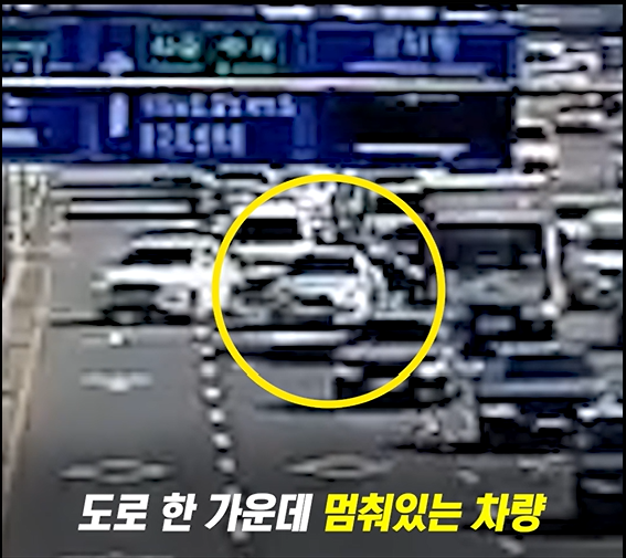 지난 3월 31일 오전 10시께 성남시 분당구 정자동의 편도 6차선 도로에서 수면마취 직후 운전해 사고가 발생했다. 수면마취로 잠든 운전자로 차량이 도로 한가운데 멈춘 모습.2025.6.10 /경기남부경찰청 제공