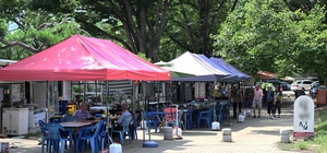 [포토] 천막·평상 보도 점령 ‘선 넘은 불법영업’