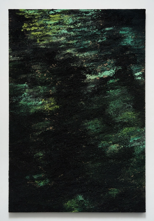 오다교, 반영 II, 2023, 마대에 모래, 숯, 안료, 194 x 131cm, 작가 소장. /경기도미술관 제공