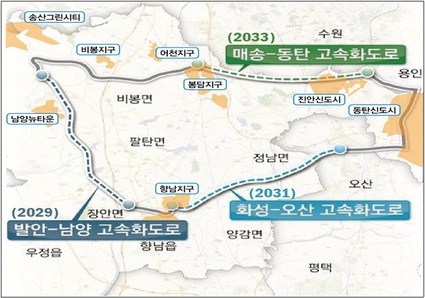 화성 내부 순환 도로망 노선도. /화성시 제공