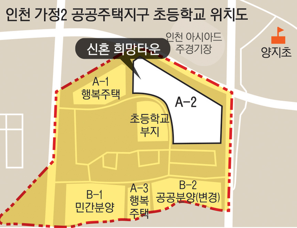 가정2 공공주택지구 초등학교 위치도