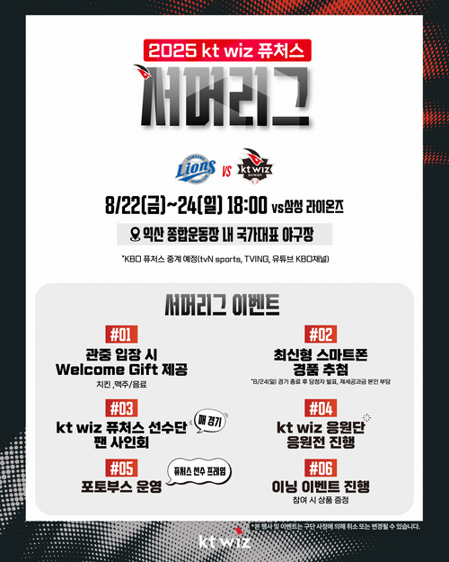 프로야구 수원 kt wiz가 지역 야구 저변 확대에 기여하기 위해 ‘2025 kt wiz 퓨처스 서머리그 이벤트’를 개최한다. 2025.8.18 /kt wiz 제공