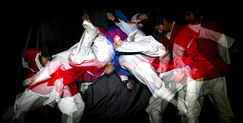 용인대학교 무도대학 택견전공 학생이 멋진 발차기를 선보이고 있다.