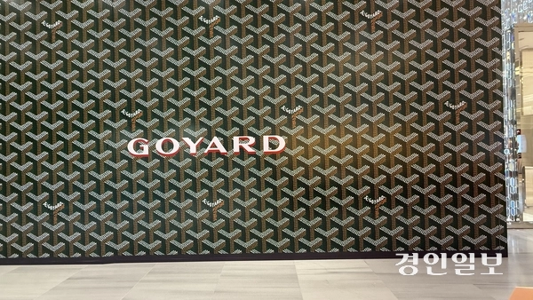 현대백화점 판교점 1층에 고야드 입점을 알리는 가벽이 세워져 있다. 2025.8.27 /윤혜경기자 hyegyung@kyeongin.com