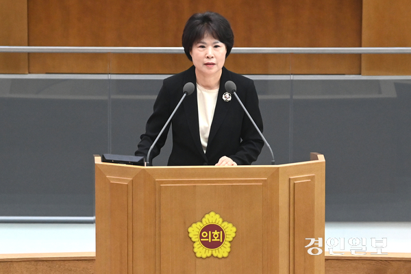8일 오전 경기도의회 본회의장에서 진행된 제386회 임시회 제2차 본회의에서 경기도의회 서성란 의원이 5분 자유발언을 하고 있다. 2025.9.8 /최은성기자 ces7198@kyeongin.com