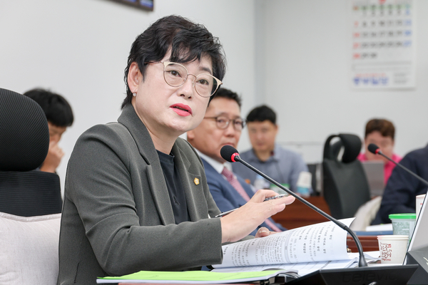 여주시의회 조례등심사특별위원회가 지난 3일 제77회 임시회 제1차 회의를 열고 ‘여주시 영유아 다자녀가정 난방비 지원 조례안’을 수정 가결하고 있다. 조례안을 대표발의한 이상숙 의원이 발언하고 있다. 2025.9.3 / 여주시의회 제공