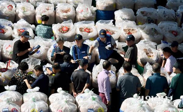 10일 인천시 강화군 내가면 외포리 경인북부수협 새우젓 위판장에서 추(秋)젓 경매가 진행되고 있다. 2025.9.10 /김용국기자 yong@kyeongin.com