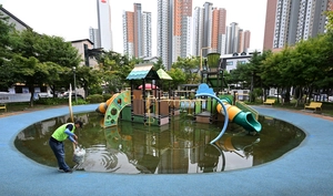 곤충 사체 둥둥… ‘동심 파괴’ 광교신도시 어린이공원