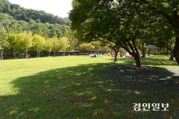 병목안시민공원 잔디광장은 넓은 잔디마당 주변으로 나무그늘과 벤치, 파고라 등이 잘 배치되어 단체행사나 가족 나들이로 많은 사랑을 받고 있다. 2025.10.2. 안양/박상일기자 metro@kyeongin.com