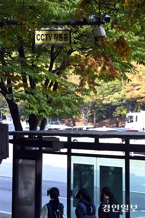 4일 수원시 권선구의 한 거리에 설치된 방범용 CCTV가 나뭇잎에 가려 제 기능을 하지 못한 채 방치되고 있다. 2025.11.4 /최은성기자 ces7198@kyeongin.com