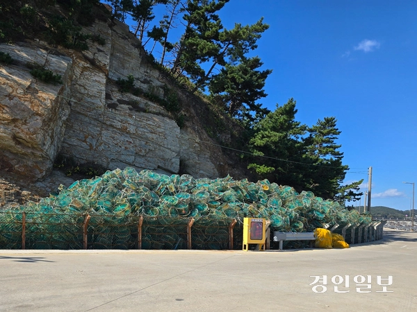 인천시 옹진군 연평도 안목선착장 인근에 버려진 수천개의 폐통발이 방치돼 있다. 2025.11.6 /독자 제공