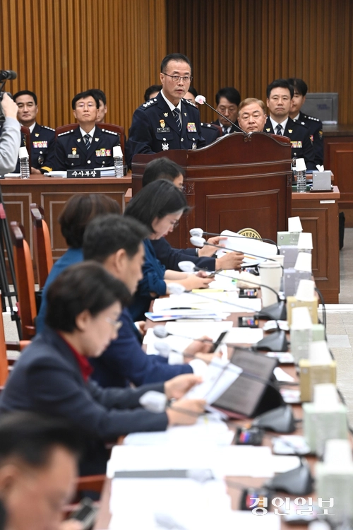 지난 10월 경기남부경찰청에서 국회 행정안전위원회의 경기남부·북부경찰청 국정감사가 진행되고 있다. /경인일보DB