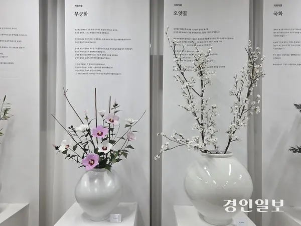 우리꽃한지전시관 ‘한지로 피운 야생화’전. 이번 전시에는 한통복 명장과 제자들이 참여했다. 전시에는 실물에 가깝게 제작된 야생화가 전시됐다. 2025.12.30 /이시은기자 see@kyeongin.com
