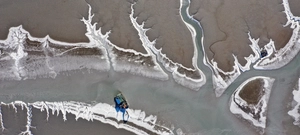 [포토] 추위가 그린 아암도 갯벌