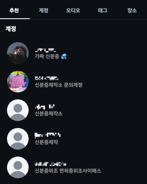 인스타그램 SNS에 위조 (모바일)신분증 제작을 의뢰하는 계정들이 공개돼 있다. 2026.1.21 /인스타그램 제공