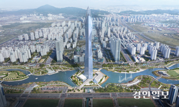 인천 청라국제도시에 들어서는 448ｍ 높이의 청라시티타워 조감도. /인천경제자유구역청 제공