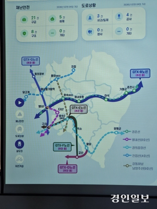 남양주시 스마트도시과에서는 관내 도로와 철도 노선은 물론 사고 현황까지 모두 모니터링 되고 있다. 남양주/이종우기자 ljw@kyeongin.com
