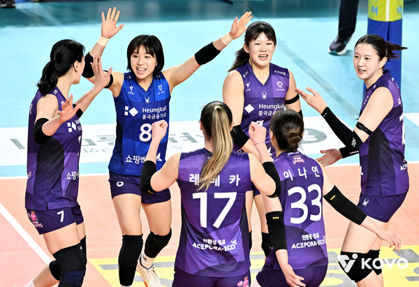 흥국생명 리그 1위 한국도로공사에 역전승