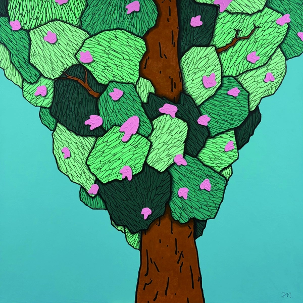 송종화 作 말 대신 남겨진 분홍, 2026, 장지에 먹과 채색, 130.3x130.3cm /갤러리 벨라 제공