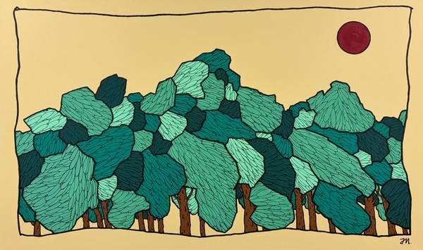 송종화 作 <나무는 숲, 숲은 그림>, 2026, 장지에 먹과 채색, 97x162.2cm /갤러리 벨라 제공