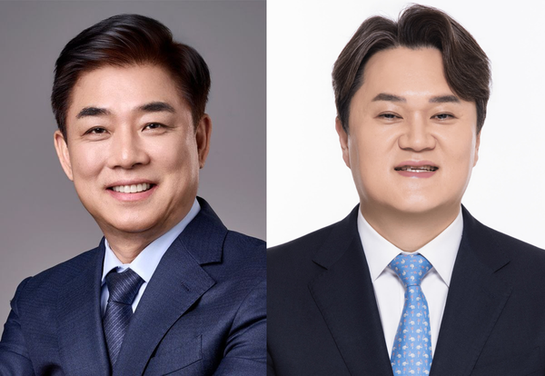 성남시장 더불어민주당 예비후보로 등록한 김병욱(왼쪽) 전 청와대 정무비서관과 김지호 전 당대표 정무조정부실장. /각 예비후보 제공