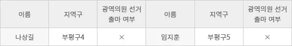 조국혁신당 소속 제8대 인천시의원들의 6·3 지방선거 광역의원 선거 출마 여부.