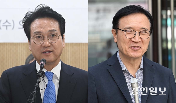 안민석 예비후보(왼쪽)와 임태희 예비후보. /경인일보DB